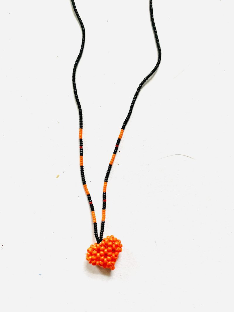 Kamayura People: Orange and Black Handcrafted Heart Necklace - Image 3