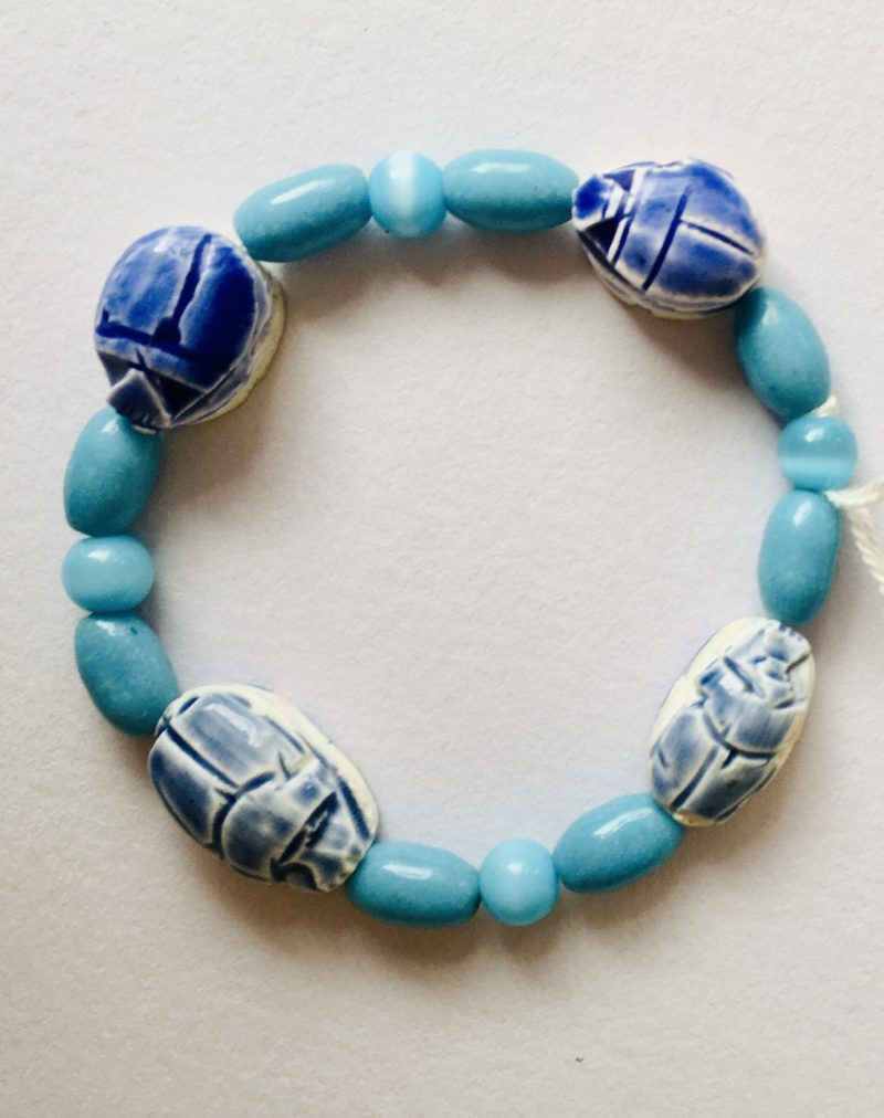 Blue & Turquoise Coloured Beaded Bracelet