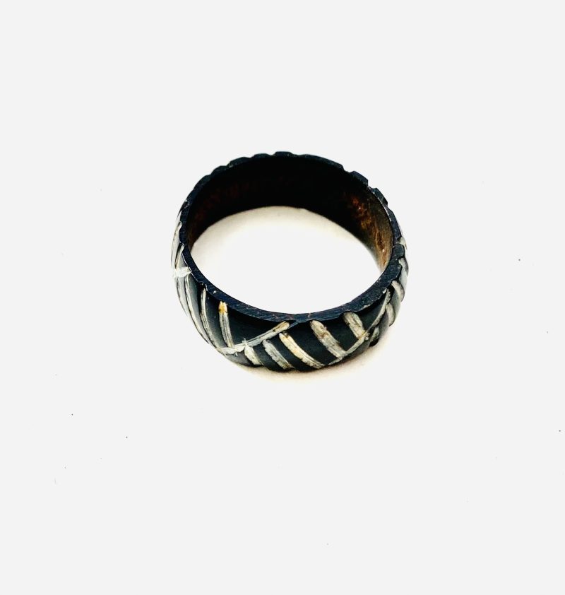 Apurina People: Brown, White Coconut Wooden Ring/size 10V - Image 4