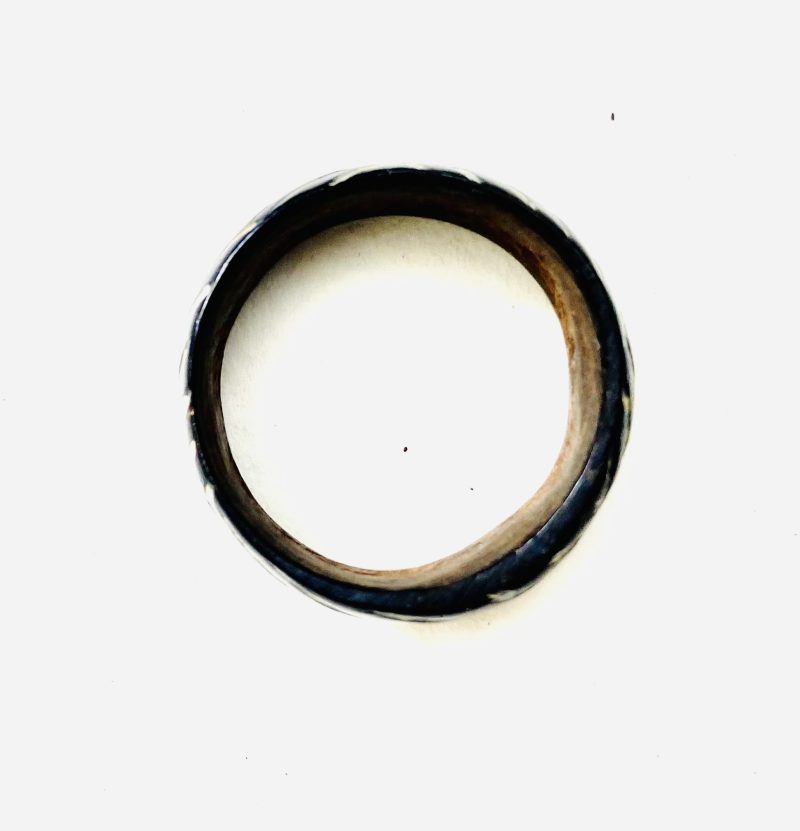 Apurina People: Brown, White Coconut Wooden Ring/size 10V - Image 3