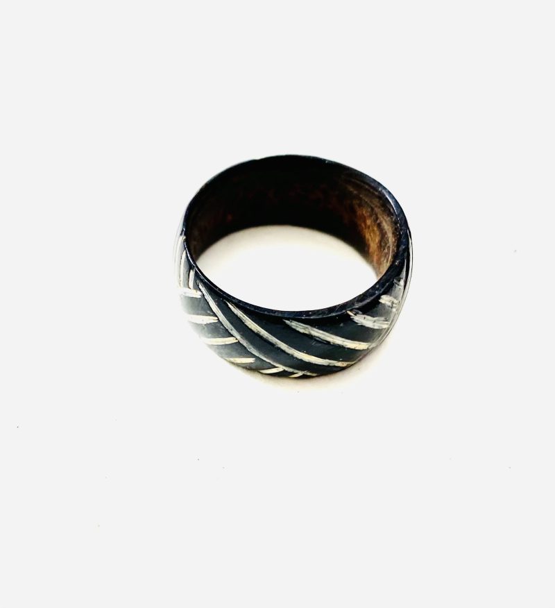 Apurina People: Brown, White Coconut Wooden Ring/size 10V