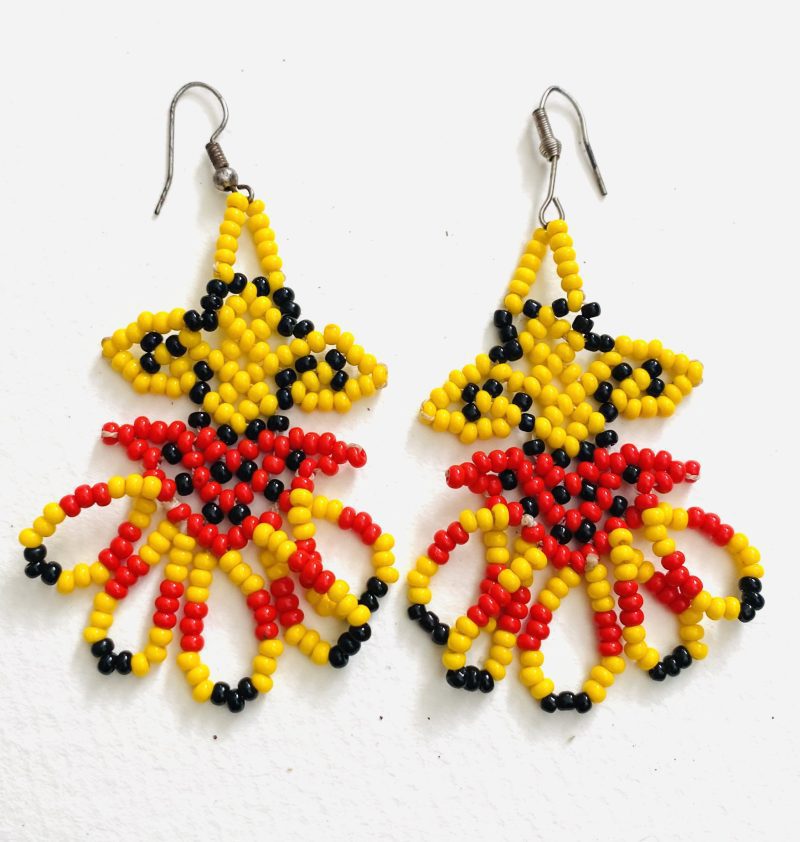 Huni Kuni People: Yellow, Red, Black Beaded Earrings - Image 3