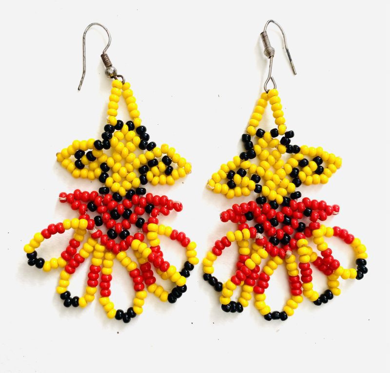 Huni Kuni People: Yellow, Red, Black Beaded Earrings - Image 2