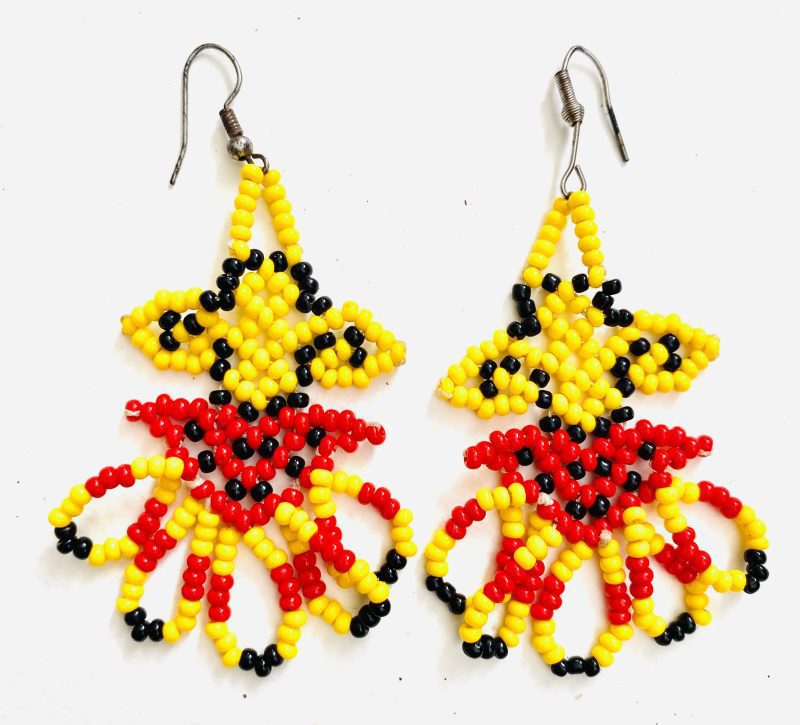Huni Kuni People: Yellow, Red, Black Beaded Earrings