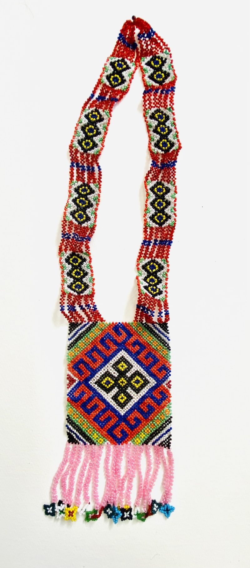 Kulina People: Handcrafted Ceremonial  Unique Necklace Pink - Image 4