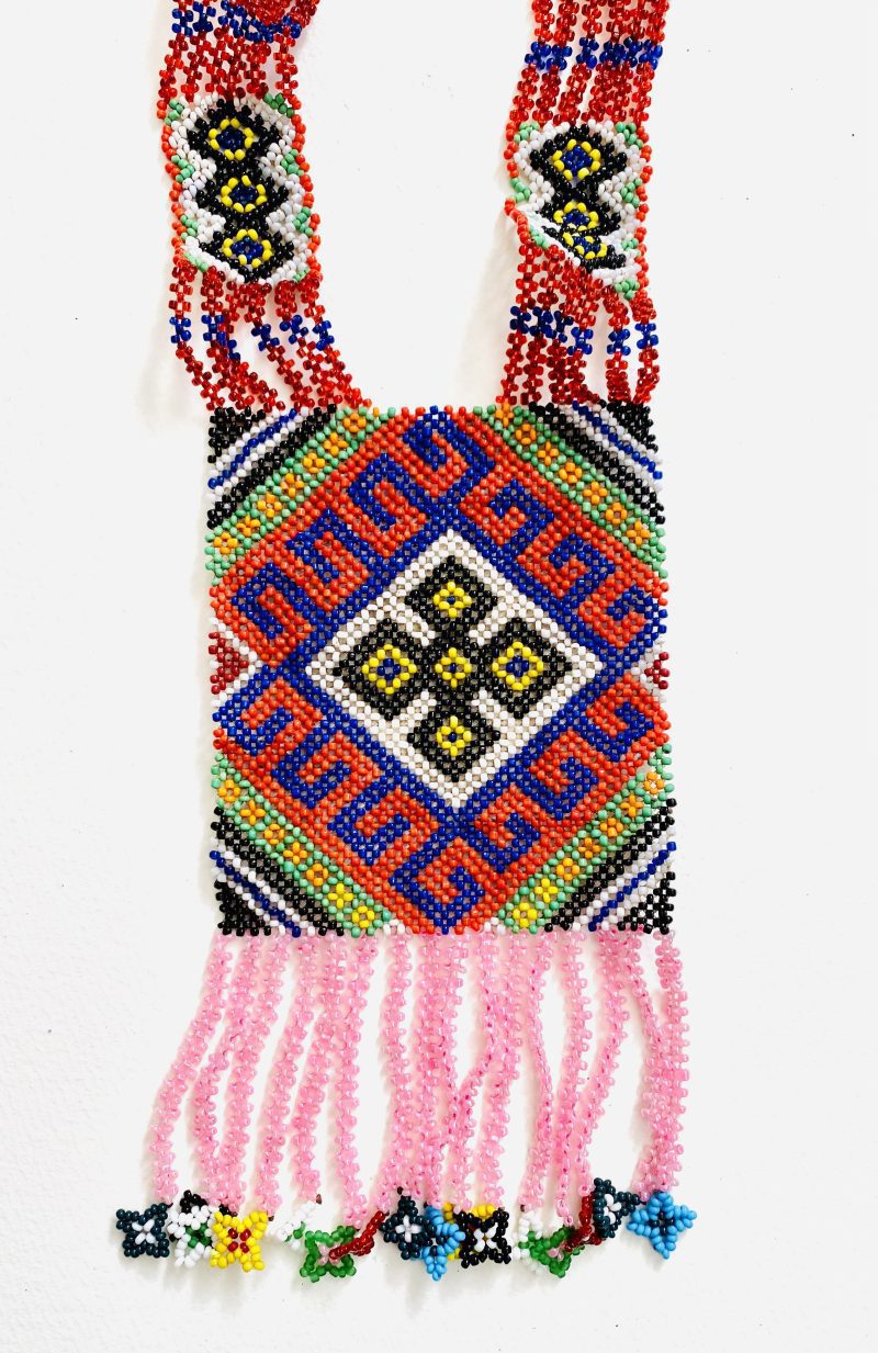 Kulina People: Handcrafted Ceremonial  Unique Necklace Pink - Image 2