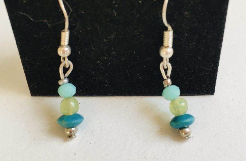 Handmade Blue & Green Beaded Earrings